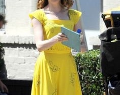 Mia Yellow Floral Swing dress Emma Stone inspired yellow swing dress