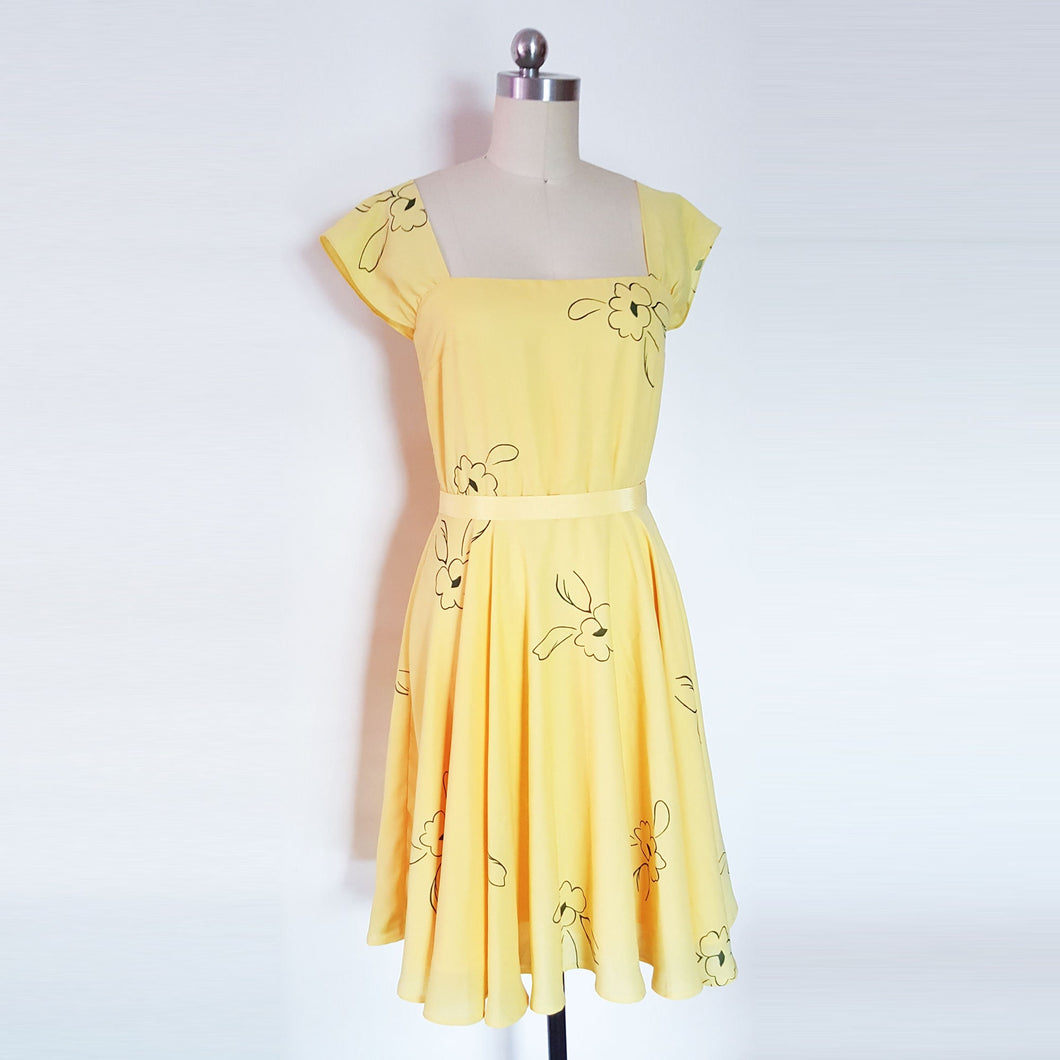 Mia Yellow Floral Swing dress Emma Stone inspired yellow swing dress – MJcostume
