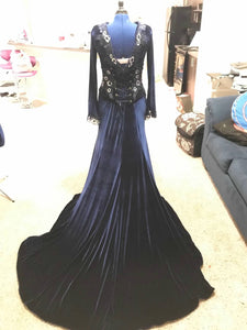 Custom Adult Blue or Navy Regina the Evil Queen Inspired Engagement Gown Dress Cosplay Costume Ouat Once Upon a Time