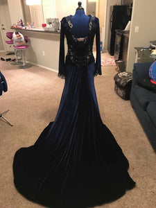 Custom Adult Blue or Navy Regina the Evil Queen Inspired Engagement Gown Dress Cosplay Costume Ouat Once Upon a Time