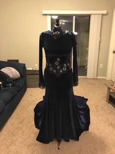 Custom Adult Blue or Navy Regina the Evil Queen Inspired Engagement Gown Dress Cosplay Costume Ouat Once Upon a Time