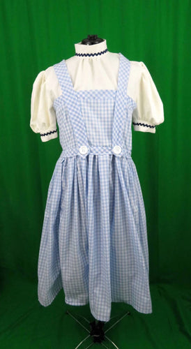 Farm girl inspired Blue & White Checkered Dress Costume Cosplay Adult wizard of oz