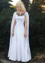 Load image into Gallery viewer, Dragon Necklace Gown Cape Cosplay Costume Sale Game of Thrones White Meereen Dress
