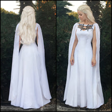 Load image into Gallery viewer, Dragon Necklace Gown Cape Cosplay Costume Sale Game of Thrones White Meereen Dress