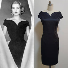 Load image into Gallery viewer, Vintage 1950&#39;s Little Black Hollywood Glamour Grace Kelly black rear window dress