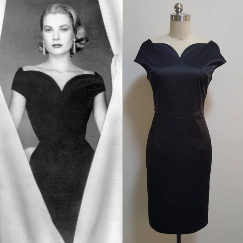 Vintage 1950's Little Black Hollywood Glamour Grace Kelly black rear w MJcostume Vintage 1950's Little Black Hollywood Glamour Grace Kelly black rear w MJcostume