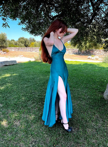 Scarface Replica Romantic Evening Satin Hand Applied Beads Dress