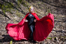 Load image into Gallery viewer, Hooded Cloak Fantasy Cloak Hooded Cape Red Riding Hood Medieval Cloak Red Cloak Bridal Cape