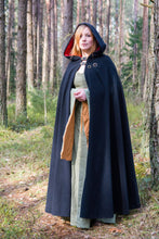 Load image into Gallery viewer, Hooded cloak Medieval cloak Viking cloak Hooded cape Historical cloak Lined cloak Fantasy cloak Celtic cloak