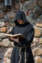 Load image into Gallery viewer, Hooded monk robe Medieval robe Cultist costume Priest habit Ritual clothing Grim Reaper costume Mage robe Wizard tunic Warlock dress