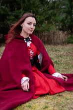 Load image into Gallery viewer, Hooded cloak with arm slits Medieval cloak Viking cloak Hooded cape Historical cloak Lined cloak Fantasy cloak Celtic cloak