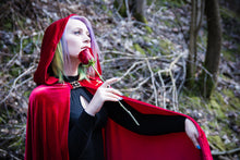 Load image into Gallery viewer, Hooded Cloak Fantasy Cloak Hooded Cape Red Riding Hood Medieval Cloak Red Cloak Bridal Cape