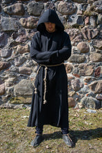 Load image into Gallery viewer, Hooded monk robe Medieval robe Cultist costume Priest habit Ritual clothing Grim Reaper costume Mage robe Wizard tunic Warlock dress