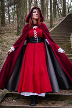 Load image into Gallery viewer, Hooded cloak with arm slits Medieval cloak Viking cloak Hooded cape Historical cloak Lined cloak Fantasy cloak Celtic cloak
