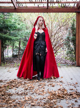 Load image into Gallery viewer, Hooded Cloak Fantasy Cloak Hooded Cape Red Riding Hood Medieval Cloak Red Cloak Bridal Cape