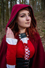 Load image into Gallery viewer, Hooded cloak with arm slits Medieval cloak Viking cloak Hooded cape Historical cloak Lined cloak Fantasy cloak Celtic cloak