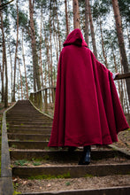 Load image into Gallery viewer, Hooded cloak with arm slits Medieval cloak Viking cloak Hooded cape Historical cloak Lined cloak Fantasy cloak Celtic cloak
