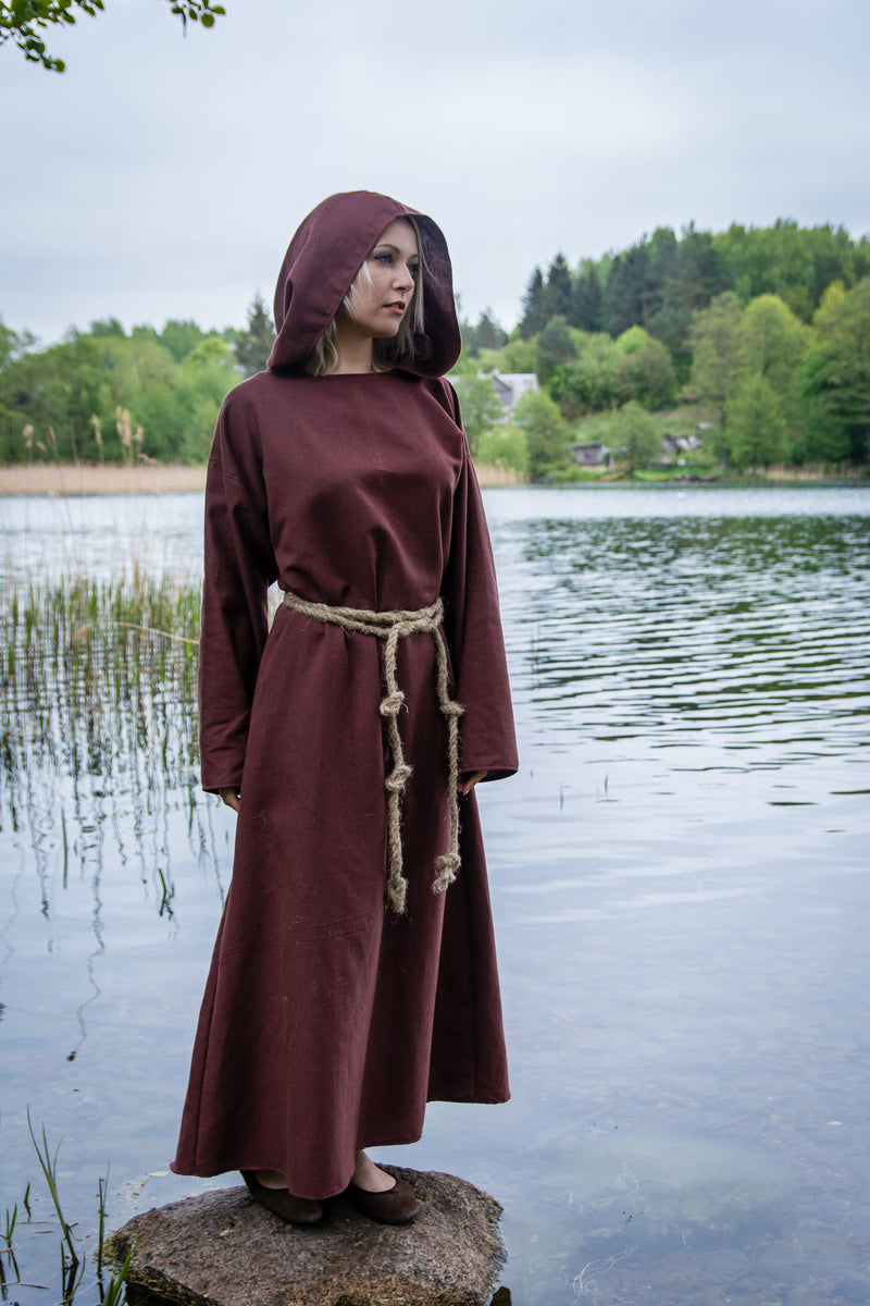 Cowled Robe Hooded monk robe Medieval robe Cultist costume Priest habit Ritual clo ...