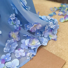 Load image into Gallery viewer, SAMPLE SALE Hydrangea Flowery Renaissance Fair Dress Purple Blue Periwinkle