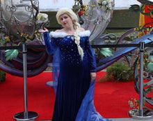 Load image into Gallery viewer, Ice Snow Queen Inspired Frozen Christmas Holiday Winter Blue Dress Gown Costume Cosplay Adult Size