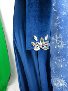Ice Snow Queen Inspired Frozen Christmas Holiday Winter Blue Dress Gown Costume Cosplay Adult Size