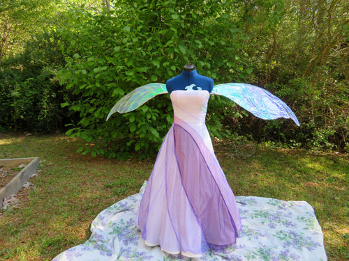 Extra Large Adult Sized Iridescent Celophane Goddess Themed Fairy Wings for Cosplay or Costumes