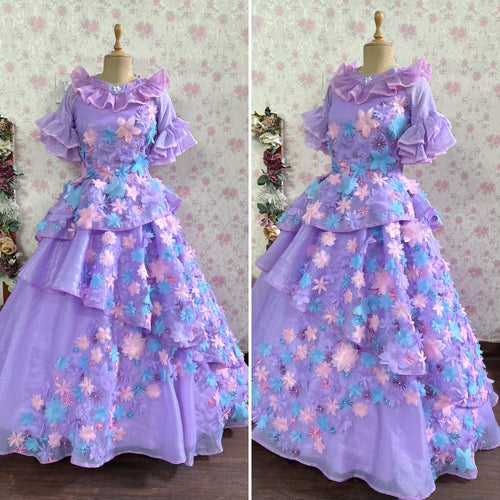 Isabela encanto embroidered flowers Dress Cosplay costume
