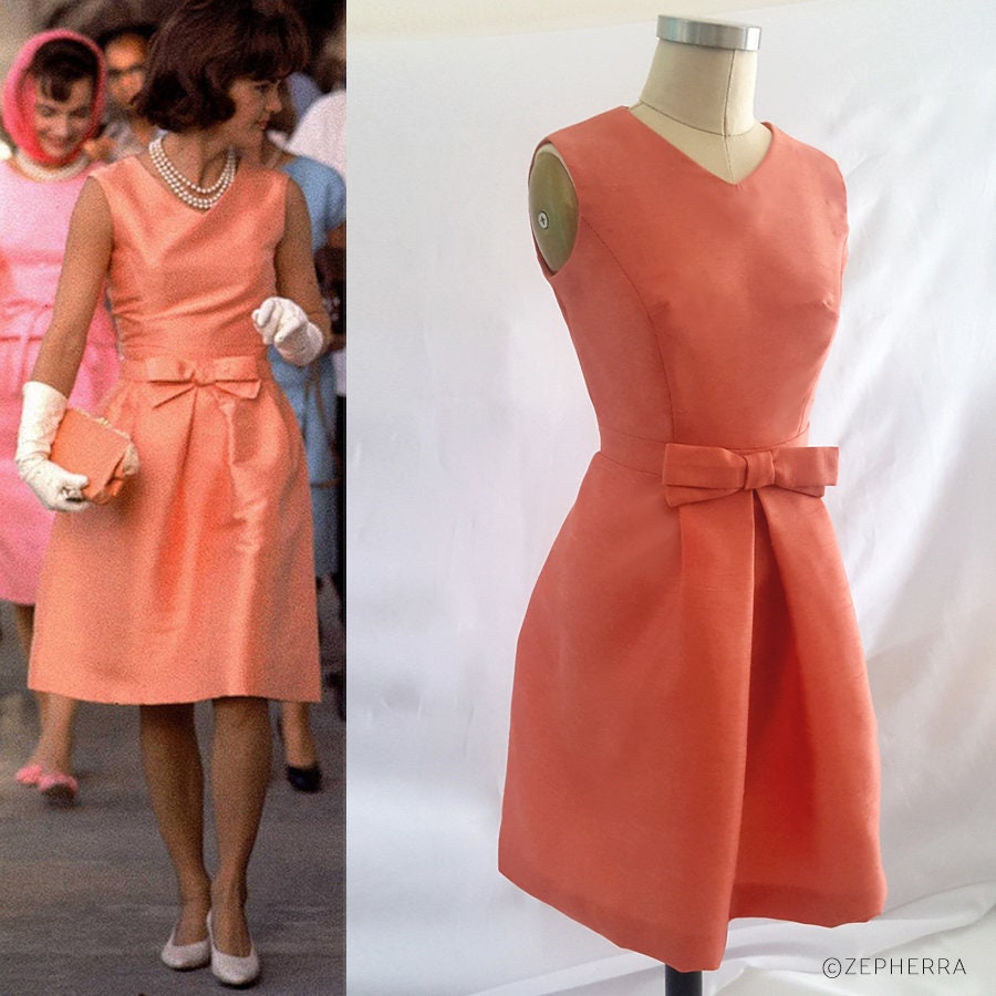 JVintage inspired Cocktail  Mother of bride ackie Kennedy Orange Dress