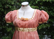 Load image into Gallery viewer, Empire gown ball Jane Austen peach blossom Regency dress