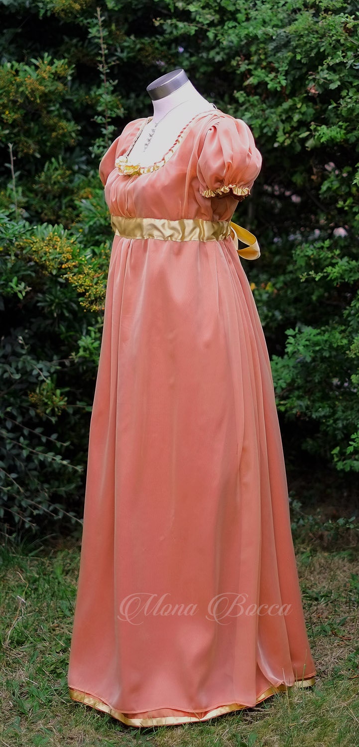 Empire gown ball Jane Austen peach blossom Regency dress MJcostume Empire gown ball Jane Austen peach blossom Regency dress MJcostume