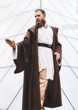 Load image into Gallery viewer, Jedi Cosplay hooded robe costume from Star Saga knight master rebels legion power of the force resistance alliance light side Order
