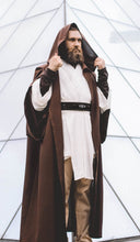 Load image into Gallery viewer, Jedi Cosplay hooded robe costume from Star Saga knight master rebels legion power of the force resistance alliance light side Order