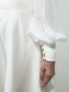 Open back bridal gown long sleeve Juliet sleeve A line backless wedding dress