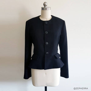 Peplum Premium Wool Crepe fabric Kate Middleton Jacket Black Wool Coat cosplay costume