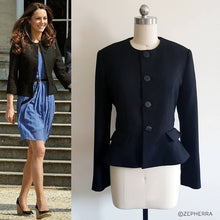 Load image into Gallery viewer, Peplum Premium Wool Crepe fabric Kate Middleton Jacket Black Wool Coat cosplay costume