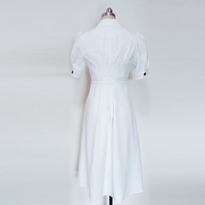 Midi shirtdress retro white dress