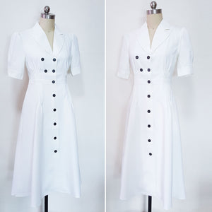 Midi shirtdress retro white dress