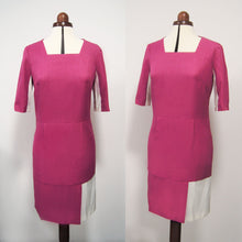 Load image into Gallery viewer, Magenta colorblock work shiftdress Kate Middleton dress