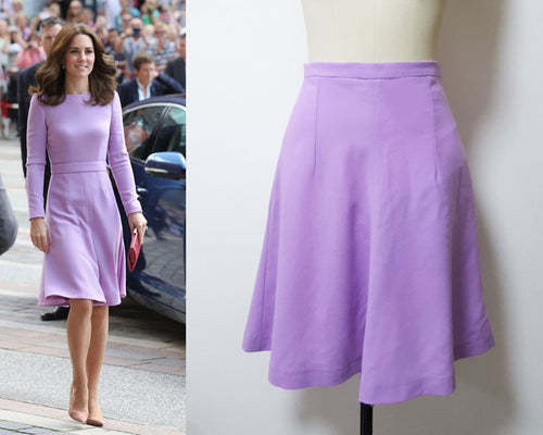 Duchess Cambridge purple swing lilac wool crepe Lavender skirt cosplay costum