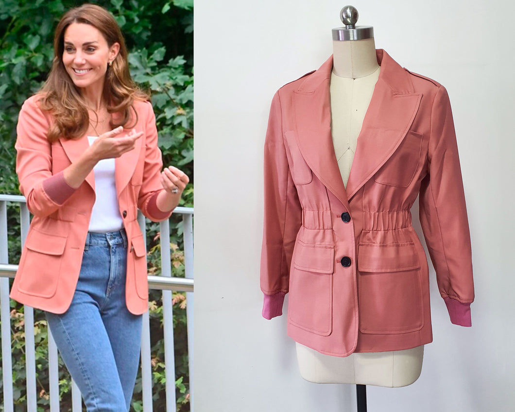 Kate Middleton utility Spring summer jacket Duchess of cambridge orange cargo pocket blazer cosplay costume