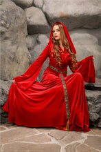 Load image into Gallery viewer, Lady Melisandre Elven dress A luxurious Game of Thrones reproduction made of bright red velvet