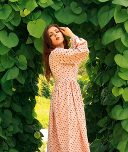 Long sleeve dress fashionable dress Polka dot dress Daily dress