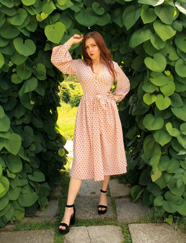 Long sleeve dress fashionable dress Polka dot dress Daily dress