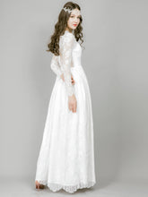 Load image into Gallery viewer, White Lace Bohemian Long sleeve Boho Wedding Dress