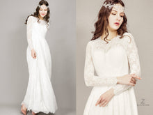 Load image into Gallery viewer, White Lace Bohemian Long sleeve Boho Wedding Dress