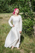 Load image into Gallery viewer, Medieval linen underdress Viking style dress Historical chemise Medieval linen shift Celtic nightgown Fantasy LARP dress