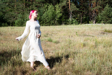 Load image into Gallery viewer, Medieval linen underdress Viking style dress Historical chemise Medieval linen shift Celtic nightgown Fantasy LARP dress
