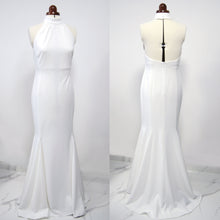 Load image into Gallery viewer, White minimalist bridal gown Low back dress