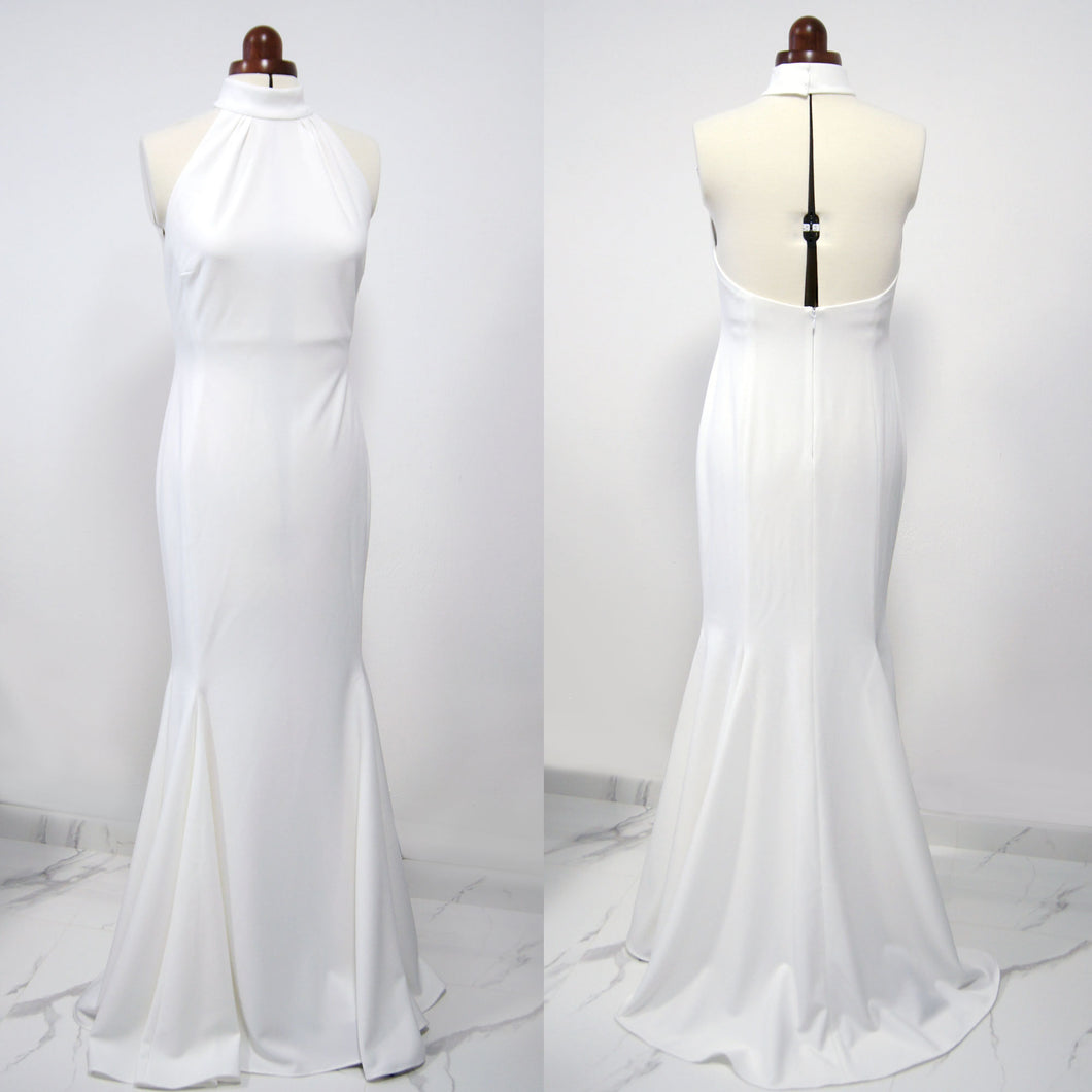 White minimalist bridal gown Low back dress
