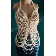Load image into Gallery viewer, Women Mermaid Costume Pearl Body Chain Top Green Mermaid Tail Each Item Is Sold Separate